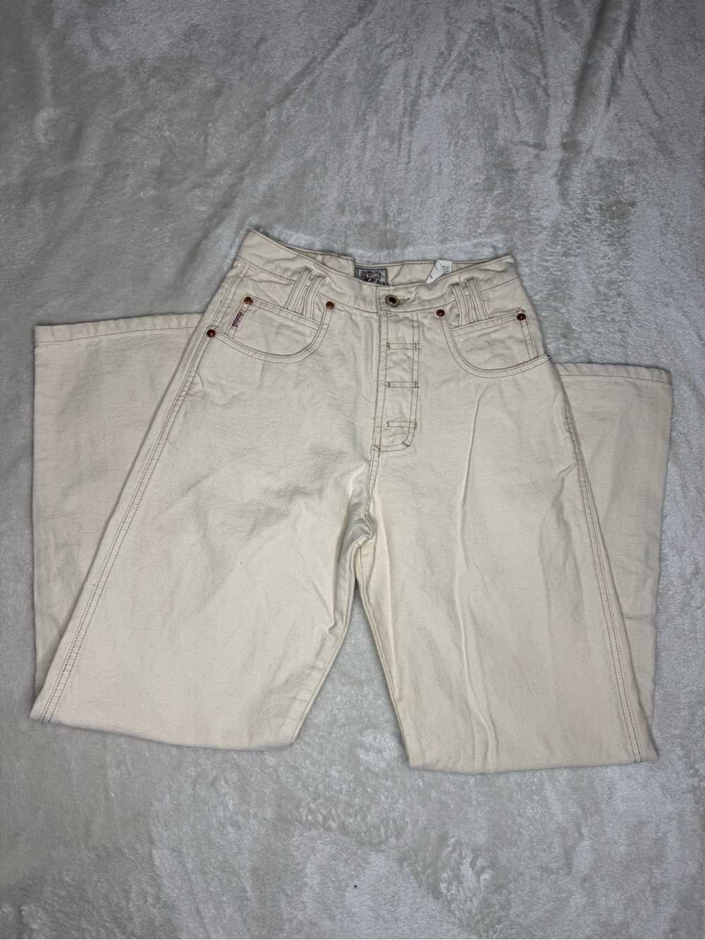 JouJou Vintage Y2K Cream Jeans Size 5/6 100% Cotton Wide Leg